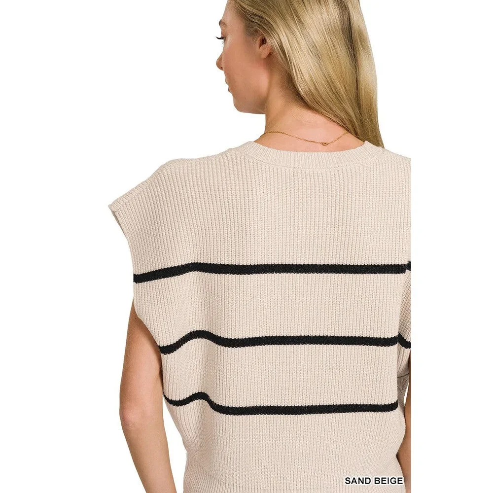 Zenana Striped Viscose Sweater Vest
